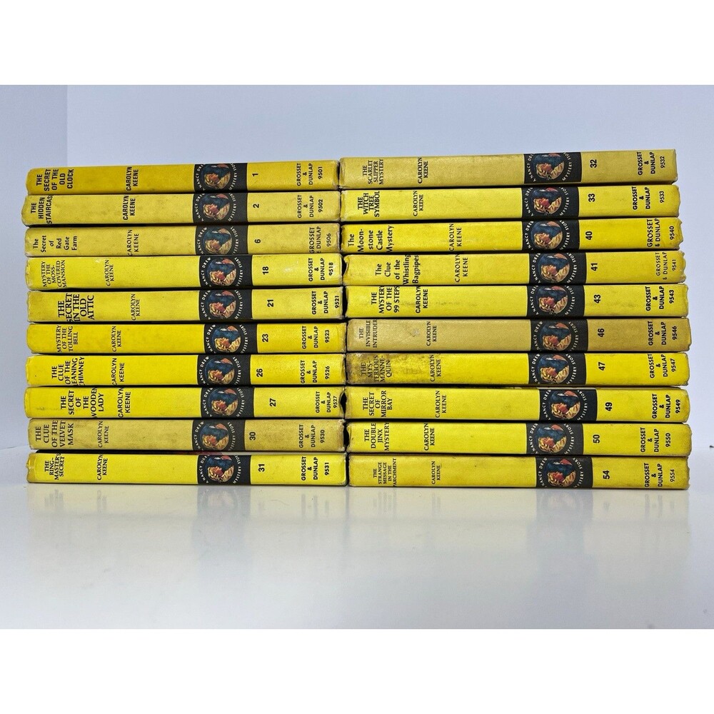 Vintage Nancy Drew Yellow Spine Hardcover Lot 20 Books Grosset & Dunlap Keen